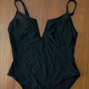 aerie Black V-Plunge One-Piece Swimsuit
